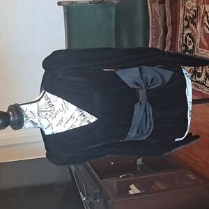 Express Black Velvet Top with Stylish Bow Small